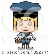 Clipart Of A Cartoon Happy Blond White Girl Mailman Royalty Free Vector Illustration
