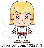 Poster, Art Print Of Cartoon Happy Blond White Karate Girl