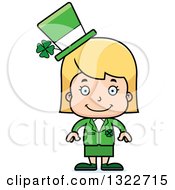 Clipart Of A Cartoon Happy Blond White St Patricks Day Irish Girl Royalty Free Vector Illustration