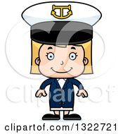 Poster, Art Print Of Cartoon Happy Blond White Girl Captain