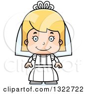 Clipart Of A Cartoon Happy Blond White Girl Bride Royalty Free Vector Illustration