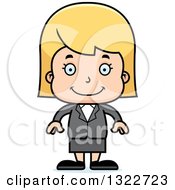 Clipart Of A Cartoon Happy Blond White Business Girl Royalty Free Vector Illustration