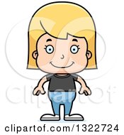 Clipart Of A Cartoon Happy Blond White Casual Girl Royalty Free Vector Illustration