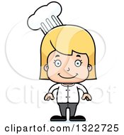 Clipart Of A Cartoon Happy Blond White Girl Chef Royalty Free Vector Illustration