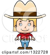 Poster, Art Print Of Cartoon Happy Blond White Cowgirl