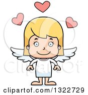 Clipart Of A Cartoon Happy Blond White Girl Cupid Royalty Free Vector Illustration