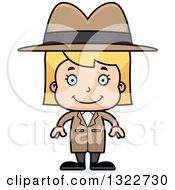 Clipart Of A Cartoon Happy Blond White Girl Detective Royalty Free Vector Illustration