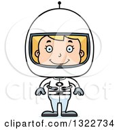 Clipart Of A Cartoon Happy Blond White Girl Astronaut Royalty Free Vector Illustration