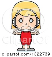 Clipart Of A Cartoon Mad Blond White Girl Wrestler Royalty Free Vector Illustration