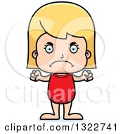 Clipart Of A Cartoon Mad Blond White Girl Swimmer Royalty Free Vector Illustration