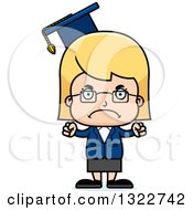 Clipart Of A Cartoon Mad Blond White Girl Professor Royalty Free Vector Illustration