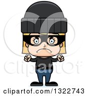 Clipart Of A Cartoon Mad Blond White Girl Robber Royalty Free Vector Illustration
