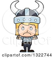 Clipart Of A Cartoon Mad Blond White Girl Viking Royalty Free Vector Illustration