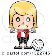Clipart Of A Cartoon Mad Blond White Girl Volleyball Player Royalty Free Vector Illustration