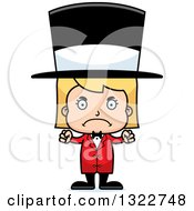 Clipart Of A Cartoon Mad Blond White Girl Circus Ringmaster Royalty Free Vector Illustration