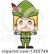 Clipart Of A Cartoon Mad Blond White Robin Hood Girl Royalty Free Vector Illustration