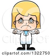 Clipart Of A Cartoon Mad Blond White Girl Scientist Royalty Free Vector Illustration