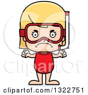 Poster, Art Print Of Cartoon Mad Blond White Girl In Snorkel Gear