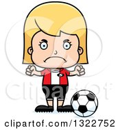 Poster, Art Print Of Cartoon Mad Blond White Girl Soccer Player