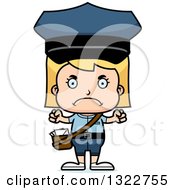 Clipart Of A Cartoon Mad Blond White Girl Mailman Royalty Free Vector Illustration