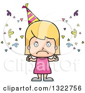 Clipart Of A Cartoon Mad Blond White Party Girl Royalty Free Vector Illustration