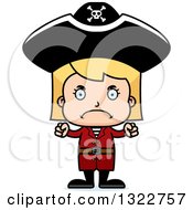 Clipart Of A Cartoon Mad Blond White Pirate Girl Royalty Free Vector Illustration