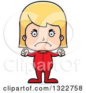 Clipart Of A Cartoon Mad Blond White Girl In Pajamas Royalty Free Vector Illustration
