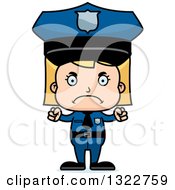 Clipart Of A Cartoon Mad Blond White Girl Police Officer Royalty Free Vector Illustration