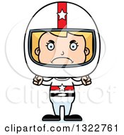 Clipart Of A Cartoon Mad Blond White Race Car Driver Girl Royalty Free Vector Illustration