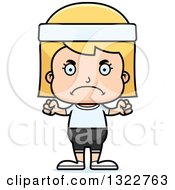 Clipart Of A Cartoon Mad Blond White Fitness Girl Royalty Free Vector Illustration