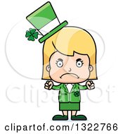 Clipart Of A Cartoon Mad Blond White St Patricks Day Irish Girl Royalty Free Vector Illustration