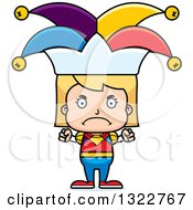 Clipart Of A Cartoon Mad Blond White Girl Jester Royalty Free Vector Illustration