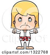 Clipart Of A Cartoon Mad Blond White Karate Girl Royalty Free Vector Illustration