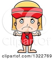 Clipart Of A Cartoon Mad Blond White Girl Lifeguard Royalty Free Vector Illustration