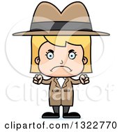 Clipart Of A Cartoon Mad Blond White Girl Detective Royalty Free Vector Illustration