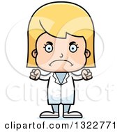 Clipart Of A Cartoon Mad Blond White Girl Doctor Royalty Free Vector Illustration