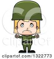 Clipart Of A Cartoon Mad Blond White Girl Soldier Royalty Free Vector Illustration