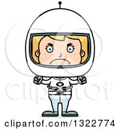 Clipart Of A Cartoon Mad Blond White Girl Astronaut Royalty Free Vector Illustration