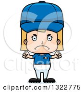Poster, Art Print Of Cartoon Mad Blond White Girl Baseball Player