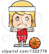 Clipart Of A Cartoon Mad Blond White Girl Basketball Player Royalty Free Vector Illustration