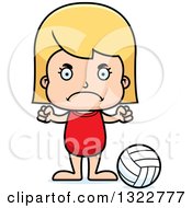Clipart Of A Cartoon Mad Blond White Girl Beach Volleyball Player Royalty Free Vector Illustration