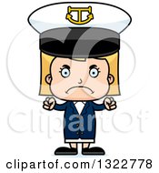 Clipart Of A Cartoon Mad Blond White Girl Captain Royalty Free Vector Illustration