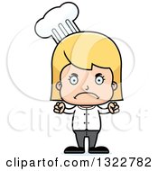 Clipart Of A Cartoon Mad Blond White Girl Chef Royalty Free Vector Illustration
