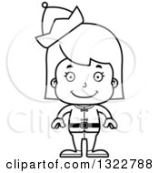 Poster, Art Print Of Cartoon Black And White Happy Christmas Elf Girl