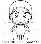 Lineart Clipart Of A Cartoon Black And White Happy Girl Wrestler Royalty Free Outline Vector Illustration
