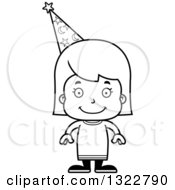 Poster, Art Print Of Cartoon Black And White Happy Girl Wizard
