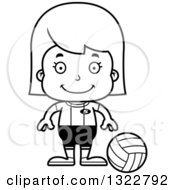 Poster, Art Print Of Cartoon Black And White Happy Girl Volleyball Player