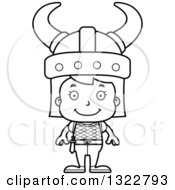 Poster, Art Print Of Cartoon Black And White Happy Girl Viking