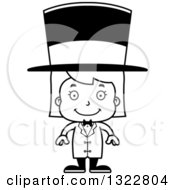 Poster, Art Print Of Cartoon Black And White Happy Girl Circus Ringmaster