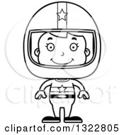 Poster, Art Print Of Cartoon Black And White Happy Race Car Driver Girl